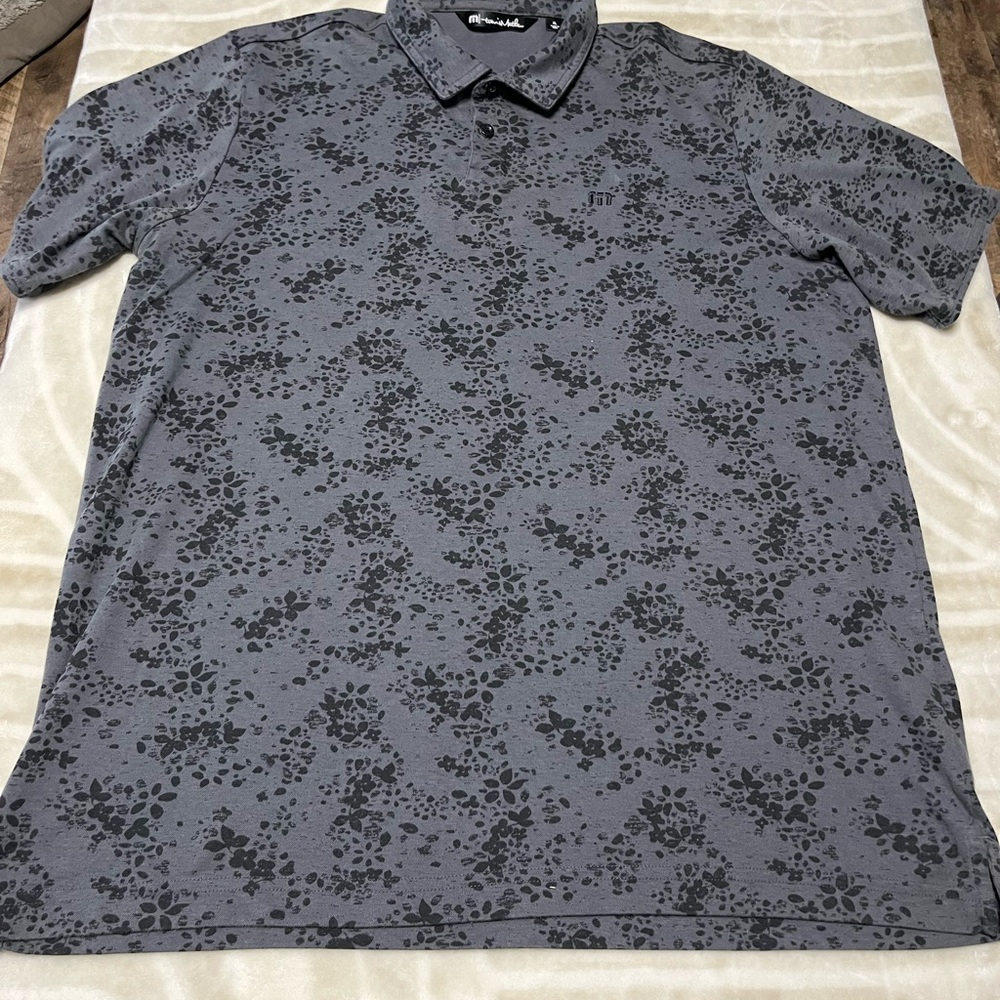 Travis Mathew XL Floral Pattern Gray Polo Shirt